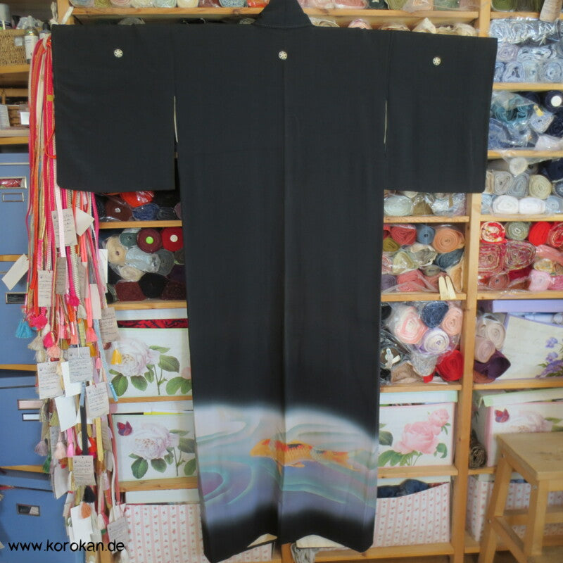 Koi Karpfenteich Vintage Tomesode Seiden Kimono