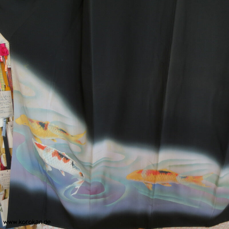 Koi Karpfenteich Vintage Tomesode Seiden Kimono