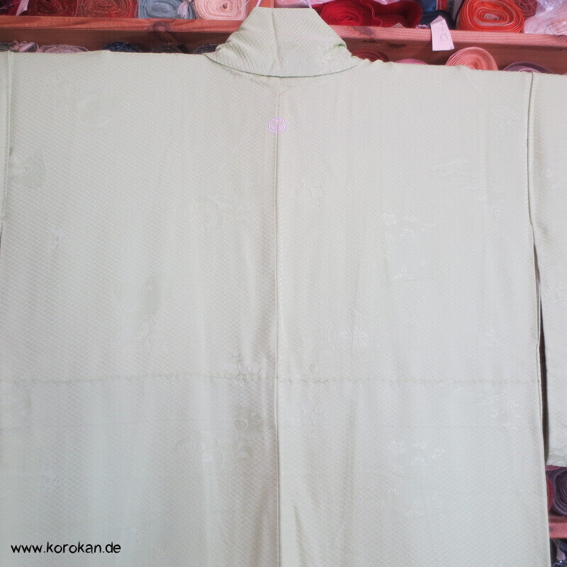 Iromuji Kimono Seidendamast, limone Hitta Kanoko