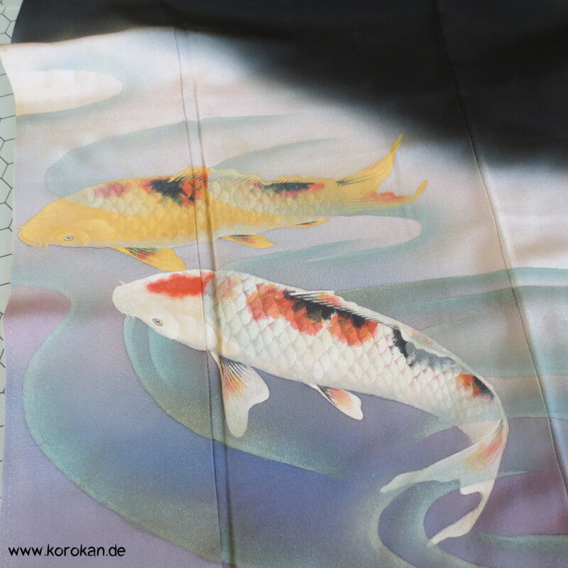Koi Karpfenteich Vintage Tomesode Seiden Kimono
