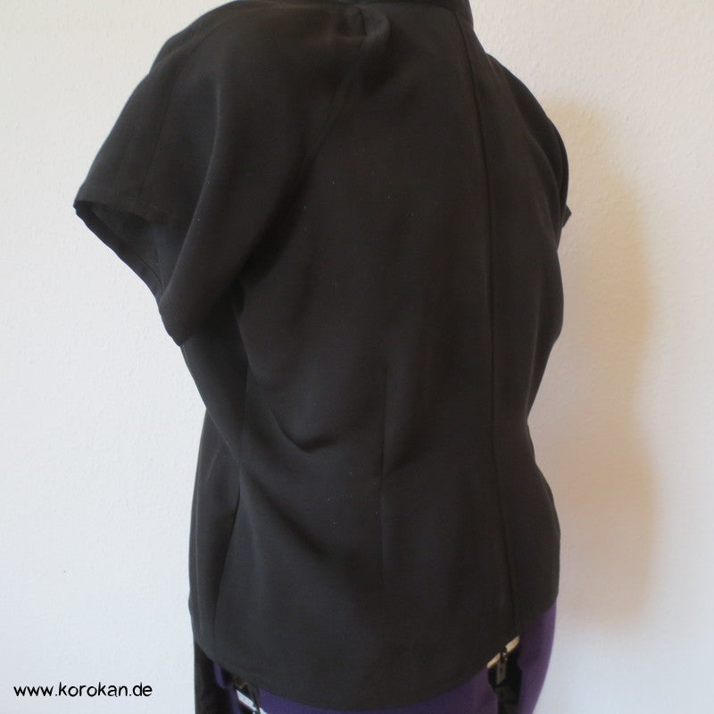 schwarze Seide mit Goldstaub, Raglanarm Bluse, formfitted