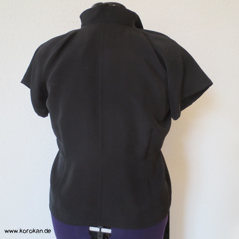 schwarze Seide mit Goldstaub, Raglanarm Bluse, formfitted