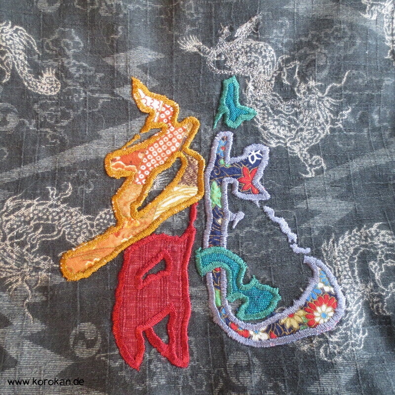 Jinbei Oberteil Jacke für Kinder, Drache grau mit Stickerei