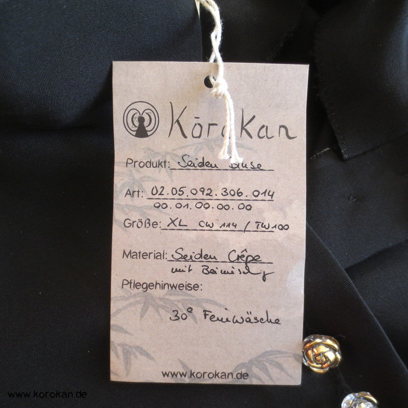 schwarze Seide mit Goldstaub, Raglanarm Bluse, formfitted