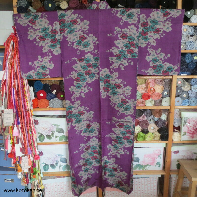 Blumen Meisen Wildseiden Komon Kimono