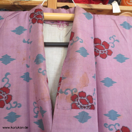 Blüten, Arabesken Meisen Druck Seiden Kimono