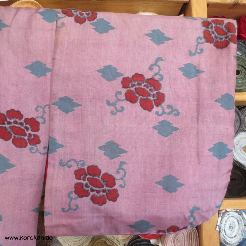 Blüten, Arabesken Meisen Druck Seiden Kimono