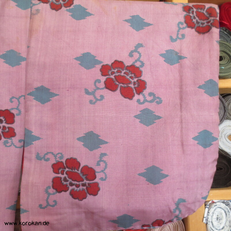 Blüten, Arabesken Meisen Druck Seiden Kimono