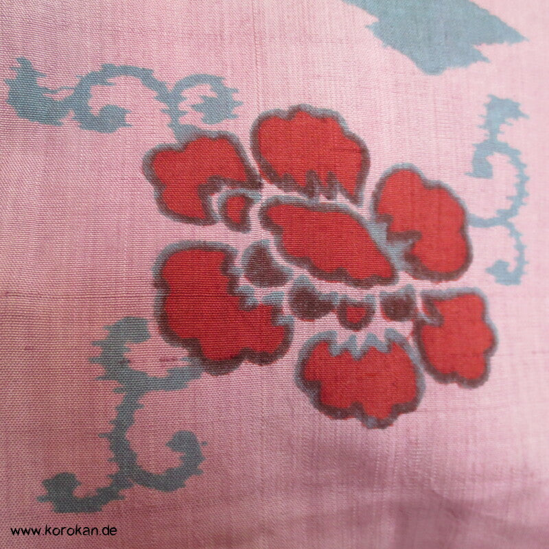 Blüten, Arabesken Meisen Druck Seiden Kimono