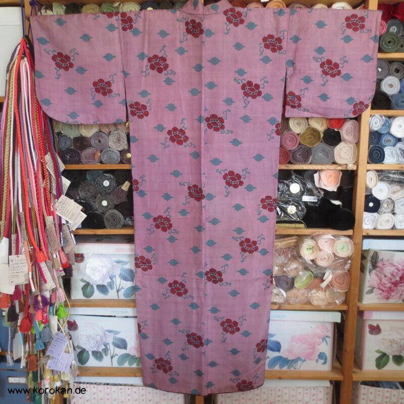Blüten, Arabesken Meisen Druck Seiden Kimono
