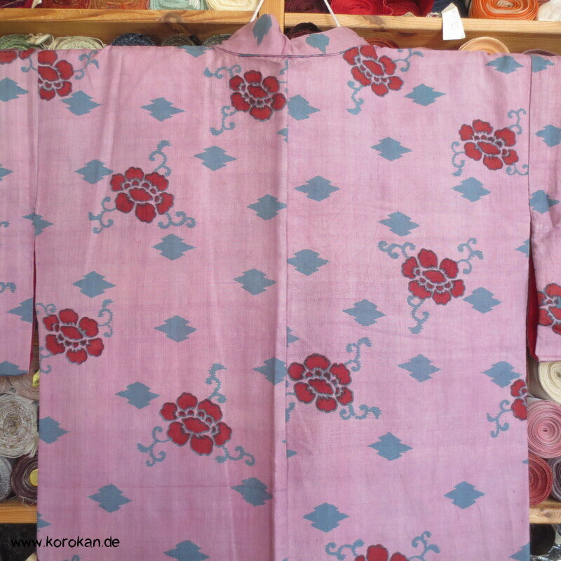 Blüten, Arabesken Meisen Druck Seiden Kimono