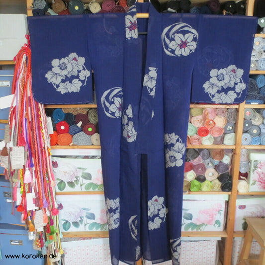 Blüten Rondelle Hitoe ungefütterter Kimono, Jacquard Decoupè