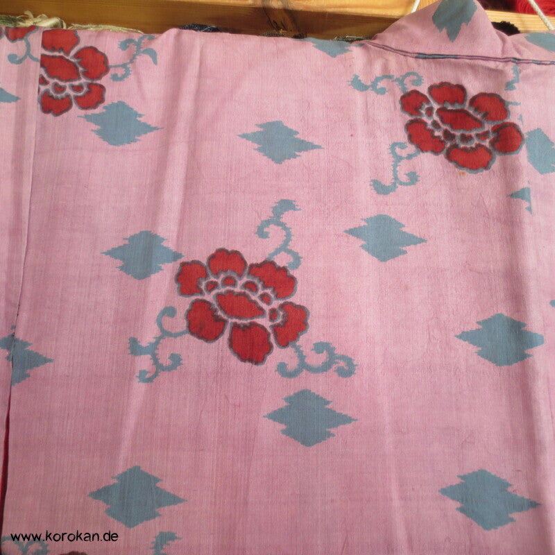 Blüten, Arabesken Meisen Druck Seiden Kimono