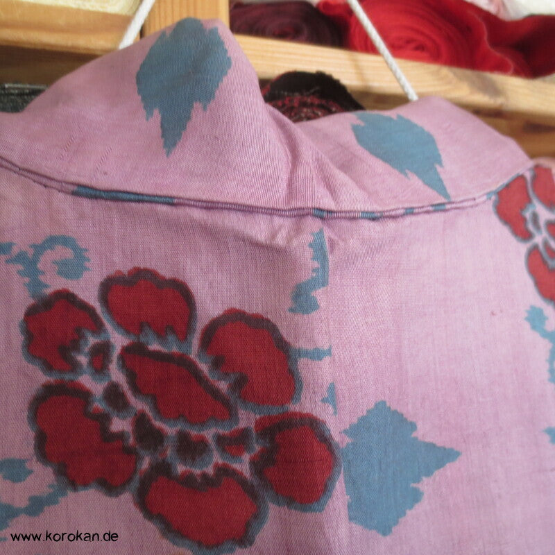 Blüten, Arabesken Meisen Druck Seiden Kimono