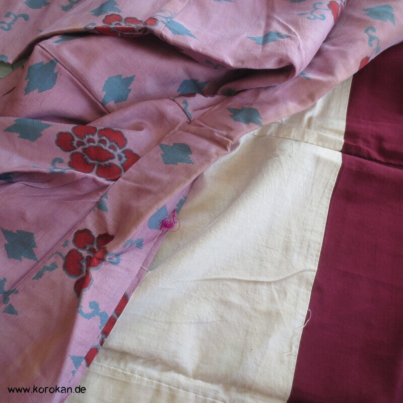 Blüten, Arabesken Meisen Druck Seiden Kimono