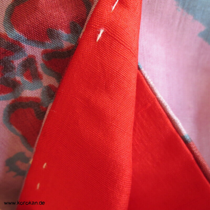 Blüten, Arabesken Meisen Druck Seiden Kimono