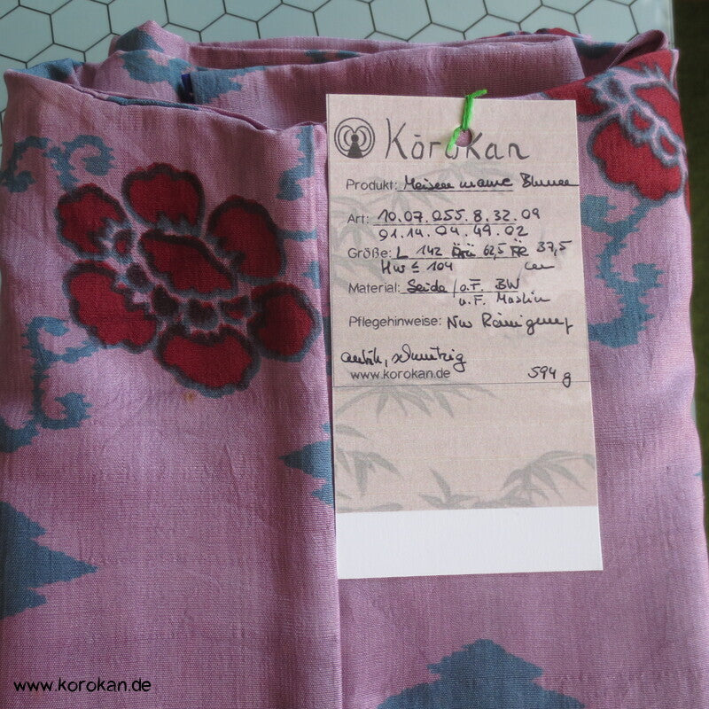 Blüten, Arabesken Meisen Druck Seiden Kimono