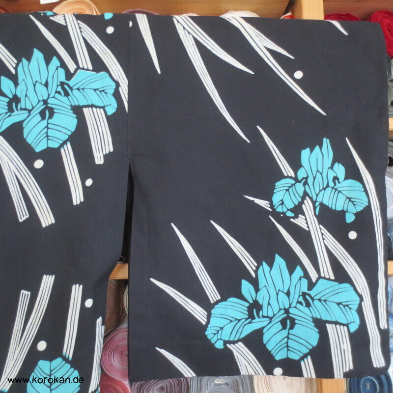 türkise Iris Yukata Baumwoll Kimono