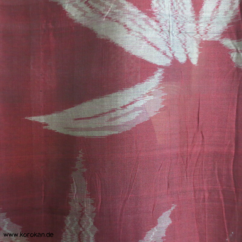 silbergrauer Bambus auf weinrot Hitoe Seiden Chu Kimono