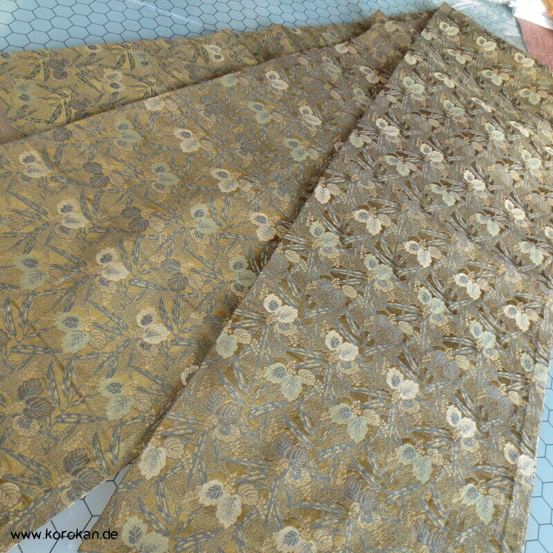 Bambus Paulownia Maru Obi in dezentem oliv / schwarz / gold