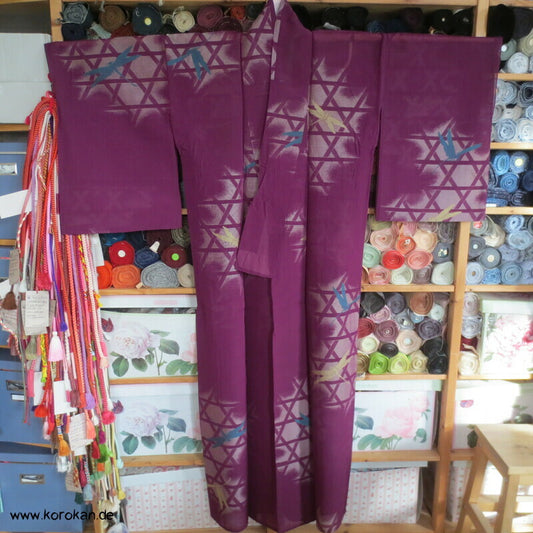 Tombo Libellen, Asanoha Geflecht Hitoe Seiden Jacquard Decoupé Kimono
