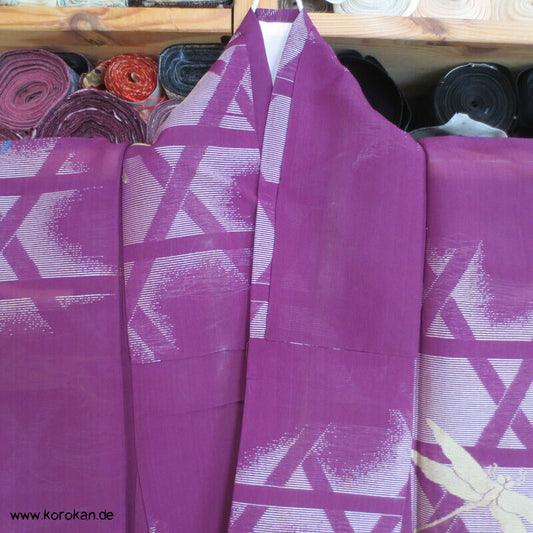 Tombo Libellen, Asanoha Geflecht Hitoe Seiden Jacquard Decoupé Kimono