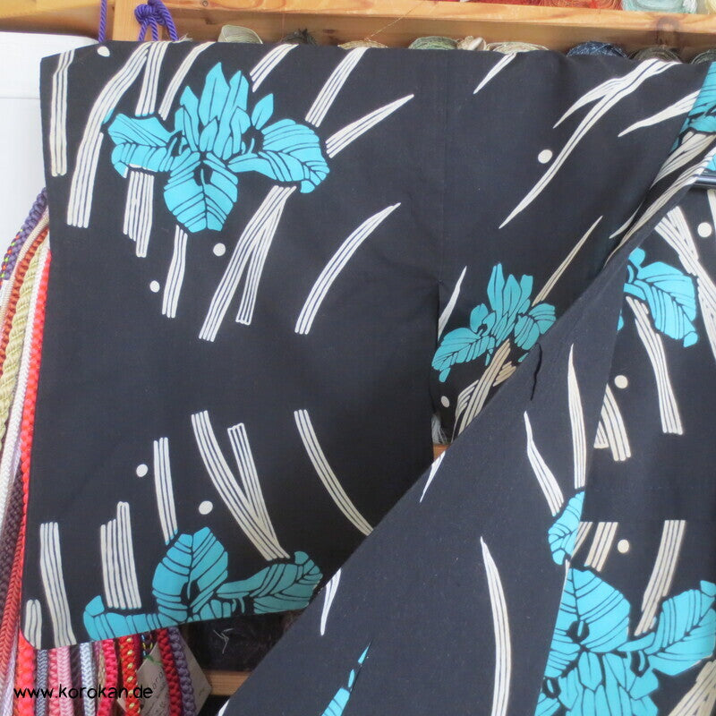 türkise Iris Yukata Baumwoll Kimono