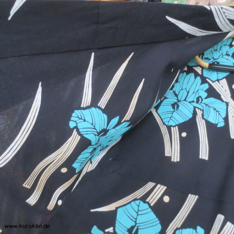 türkise Iris Yukata Baumwoll Kimono
