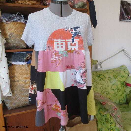 Volant Baumwoll Jersey Long Top / Minikleid Japanmotive