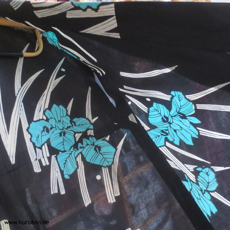 türkise Iris Yukata Baumwoll Kimono