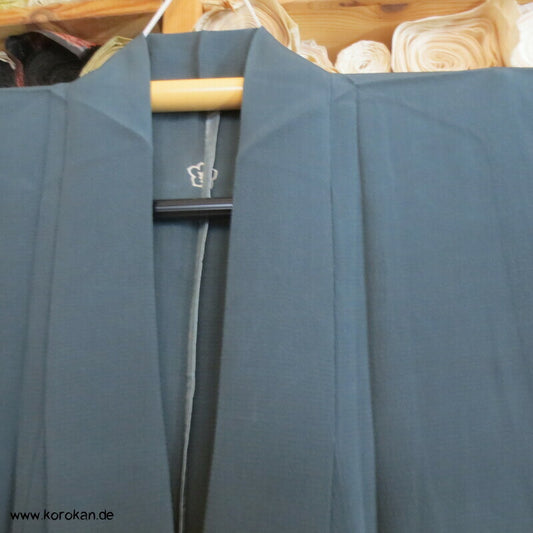 Hitoe ungefütterter Kimono, Blumen auf grauem Seiden Crepe