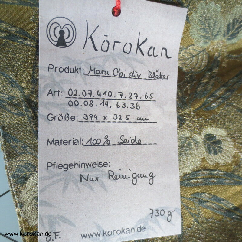 Bambus Paulownia Maru Obi in dezentem oliv / schwarz / gold