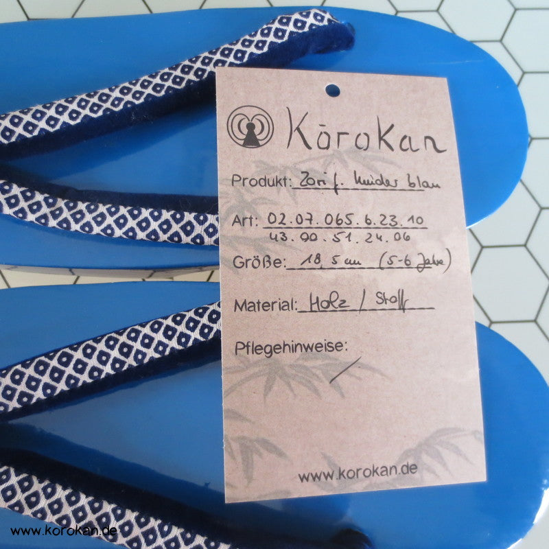 Geta für Kinder / Mädchen / Jungen - lackiertes Holz / Bänder aus Kanoko Stoff