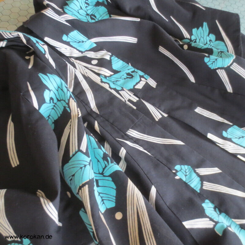 türkise Iris Yukata Baumwoll Kimono