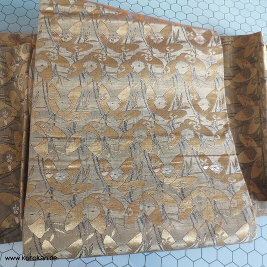 Blätter Blüten oliv / schwarz / gold Maru Obi