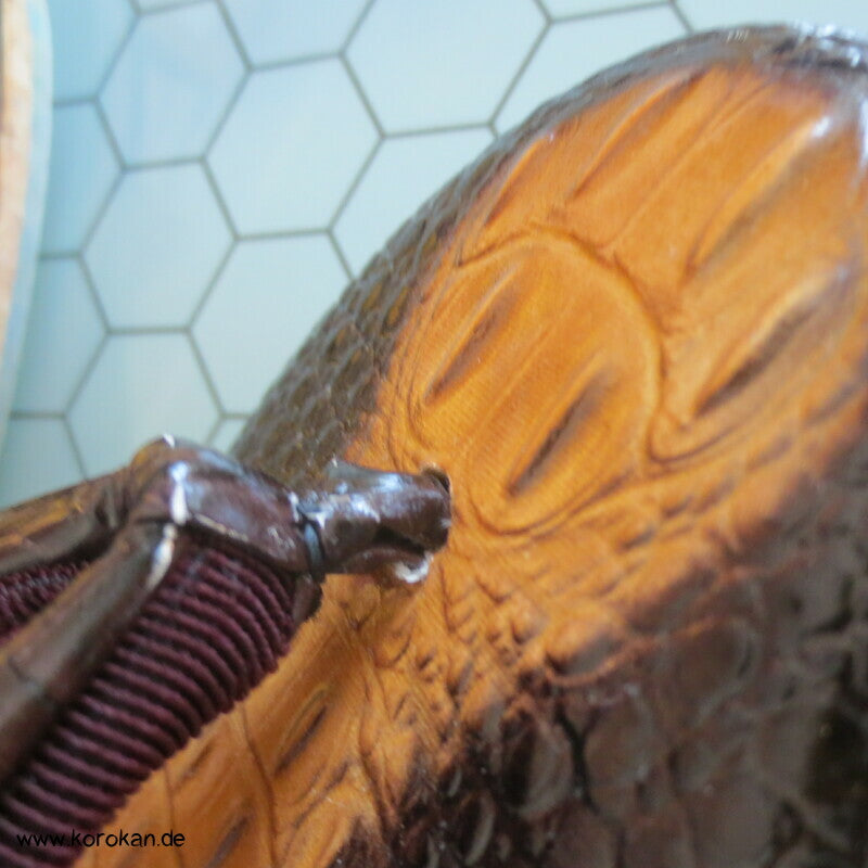 japanische Kroko Zori Zehensteg Sandalen mit Korksohle und Stoffriemen