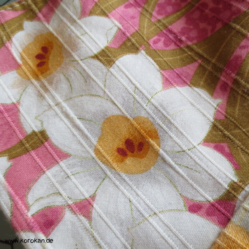 Yukata Narzissen Kimono, reine Baumwolle, gekürzt, Morgenmantel