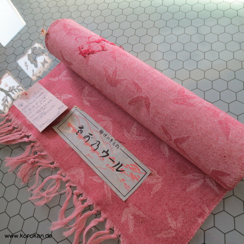 japanischer Bambusblätter Kimono Wollmischjacquard