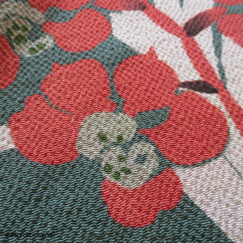 Furoshiki, Vintage unbenutzt, Orchidee, reine Seide