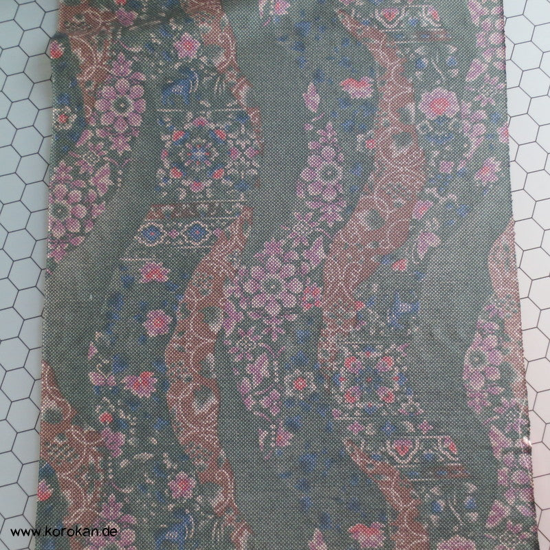 Michinagadori Druck Tsumugi Kimono Seide