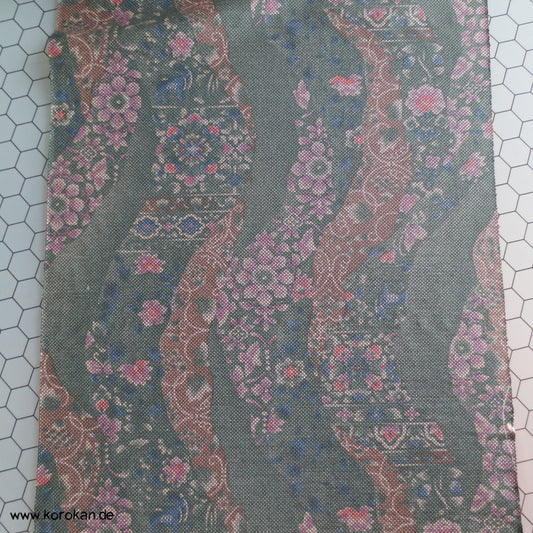 Michinagadori Druck Tsumugi Kimono Seide
