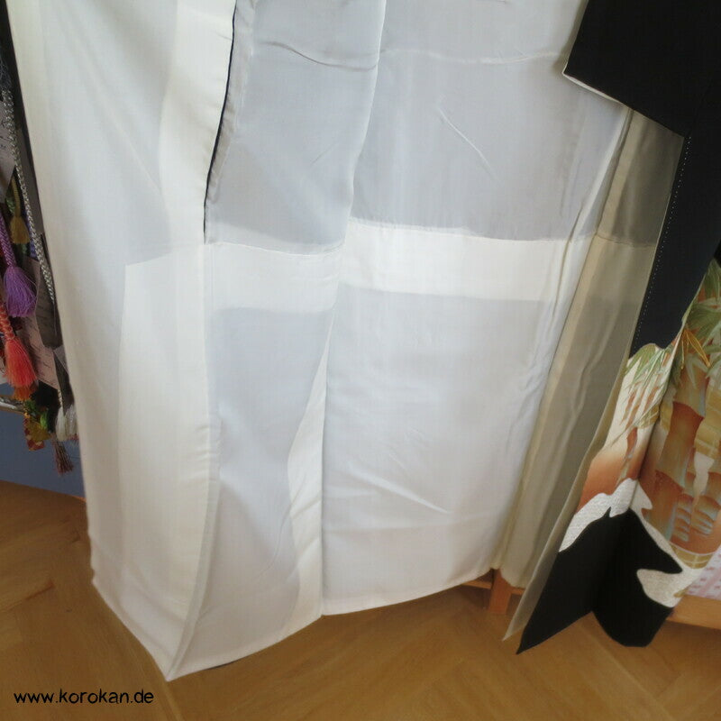 bestickter Bambuswald Seidencrepe Tomesode Kimono