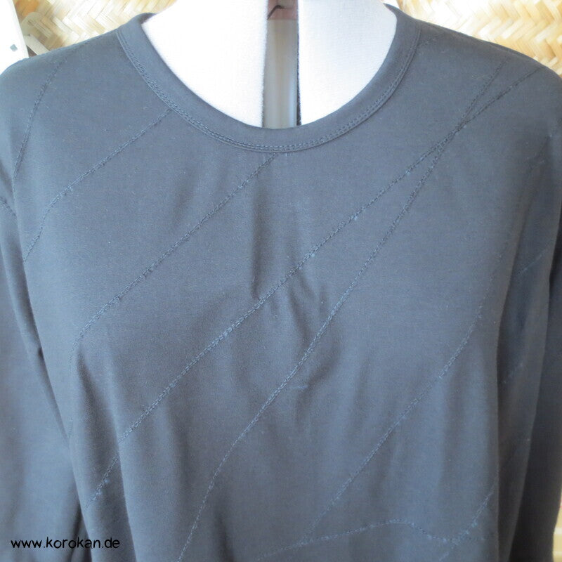 bestickter dicker Baumwolljersey A Linie Kleid, stretchig, XL