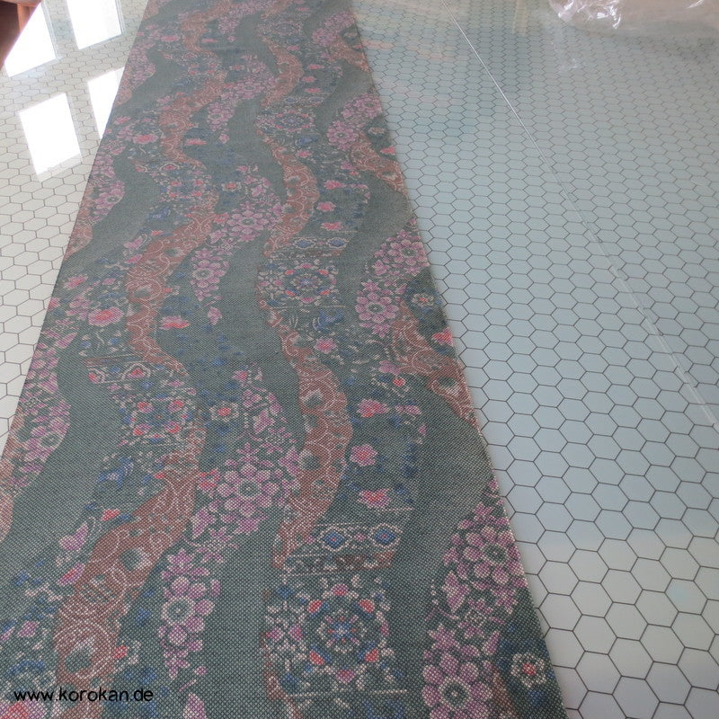 Michinagadori Druck Tsumugi Kimono Seide