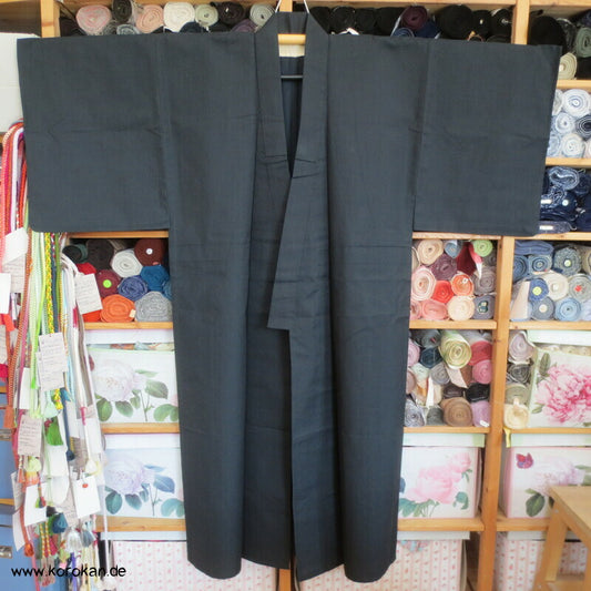 dunkelblau melierter Woll Hitoe Kimono