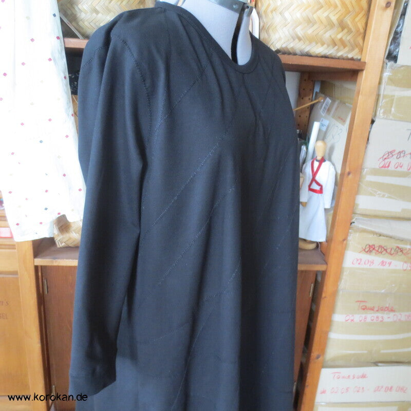 bestickter dicker Baumwolljersey A Linie Kleid, stretchig, XL