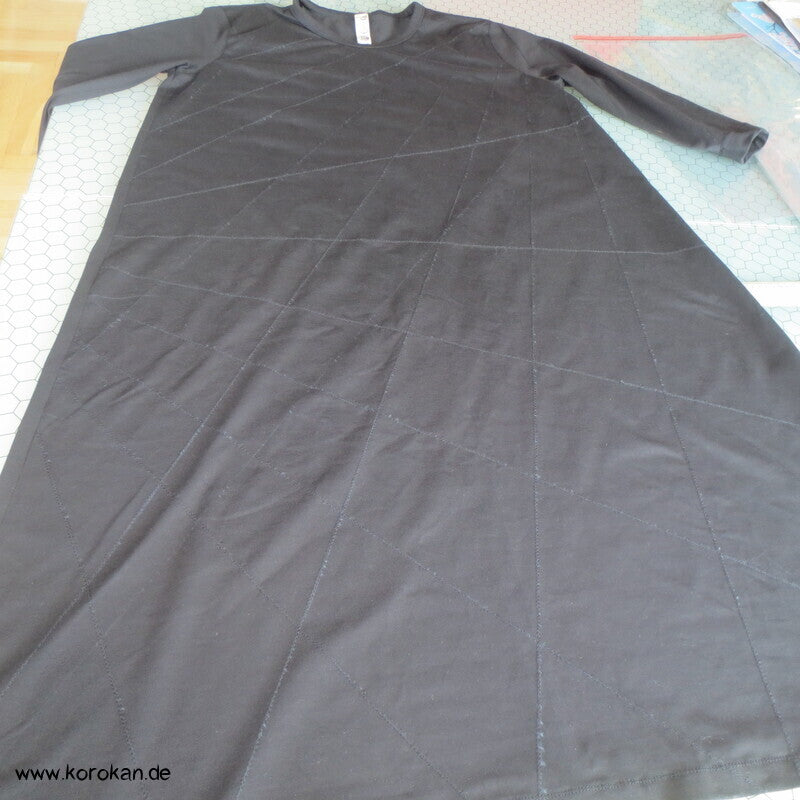 bestickter dicker Baumwolljersey A Linie Kleid, stretchig, XL