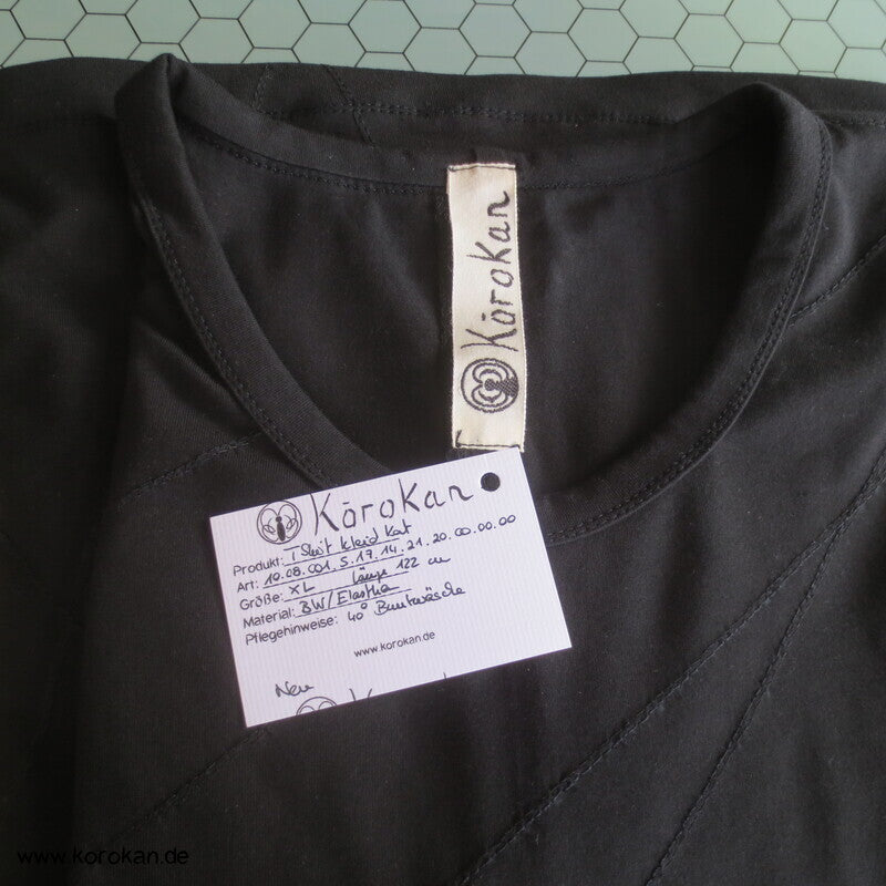 bestickter dicker Baumwolljersey A Linie Kleid, stretchig, XL
