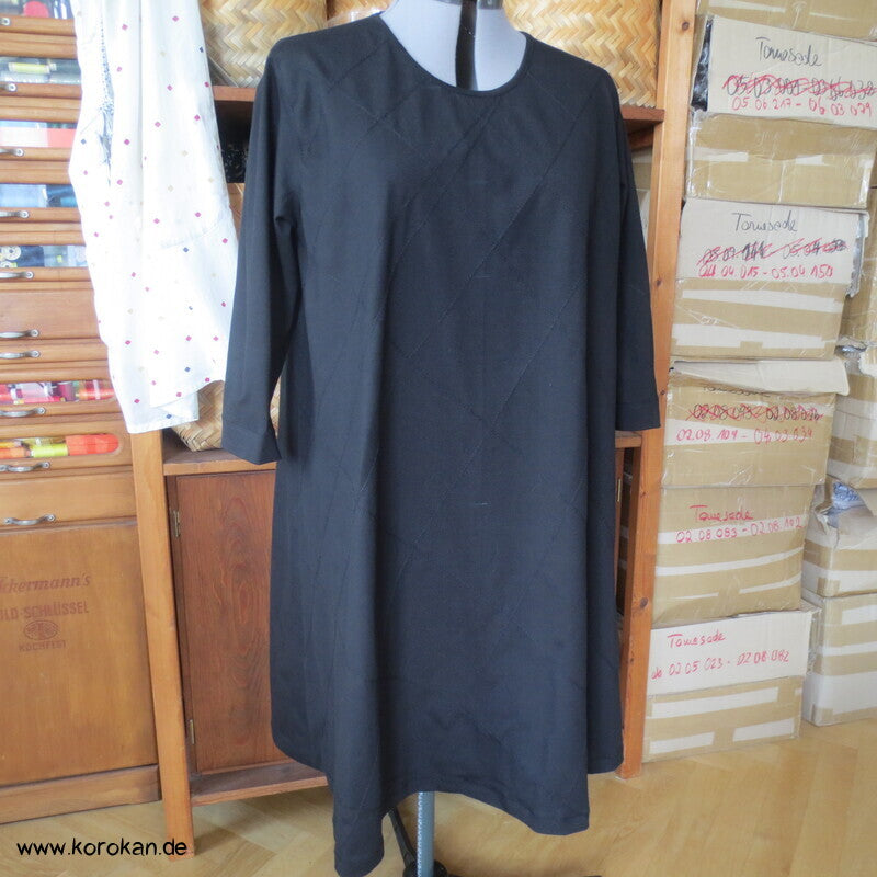 bestickter dicker Baumwolljersey A Linie Kleid, stretchig, XL, knielang