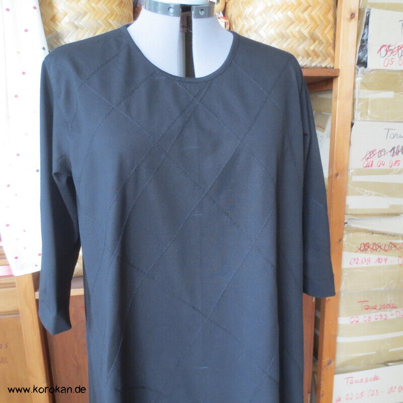 bestickter dicker Baumwolljersey A Linie Kleid, stretchig, XL, knielang